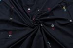 Black Woven Design Flowy HandLoom Pure Soft Cotton Fabric - Image 3