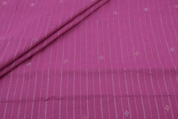 Pre-Cut 1.85m Wild Strawberry Pink Woven Design Flowy HandLoom Pure Soft Cotton Fabric