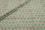 Tea Green Floral Handblock Printed 100% Pure Soft Cotton Fabric