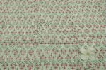 Tea Green Floral Handblock Printed 100% Pure Soft Cotton Fabric - Image 2