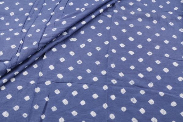 Steel Blue Bandhani Tie Dye 100% Pure Soft Cotton Satin Finish Fabric