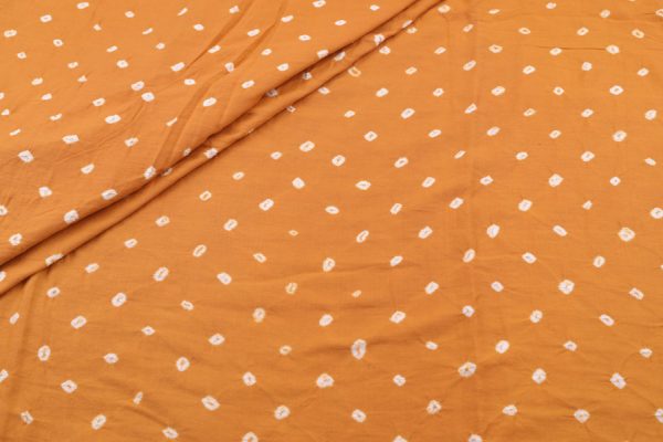 Mango Orange Bandhani Tie Dye 100% Pure Soft Cotton Satin Finish Fabric