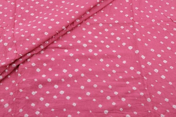 Blush Pink Bandhani Tie Dye 100% Pure Soft Cotton Satin Finish Fabric