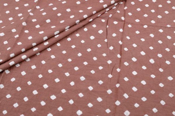 Chestnut Brown Bandhani Tie Dye 100% Pure Soft Cotton Satin Finish Fabric