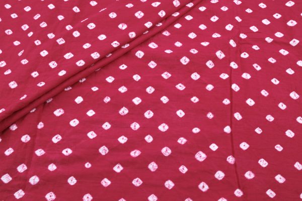 Dark Pink Bandhani Tie Dye 100% Pure Soft Cotton Satin Finish Fabric