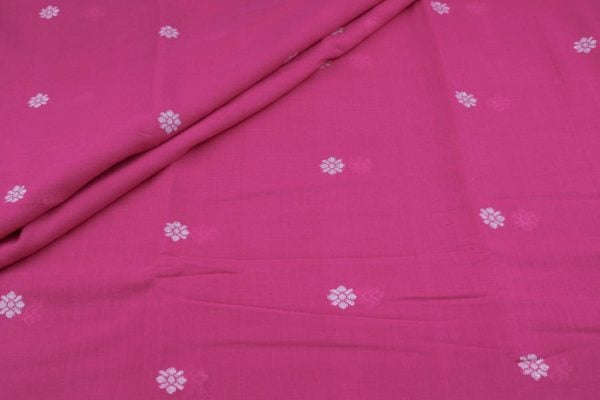 Hot Pink Woven Design Flowy HandLoom Pure Soft Cotton Fabric