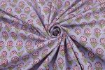 Pastel Purple Floral Handblock Printed 100% Pure Soft Cotton Fabric - Image 3