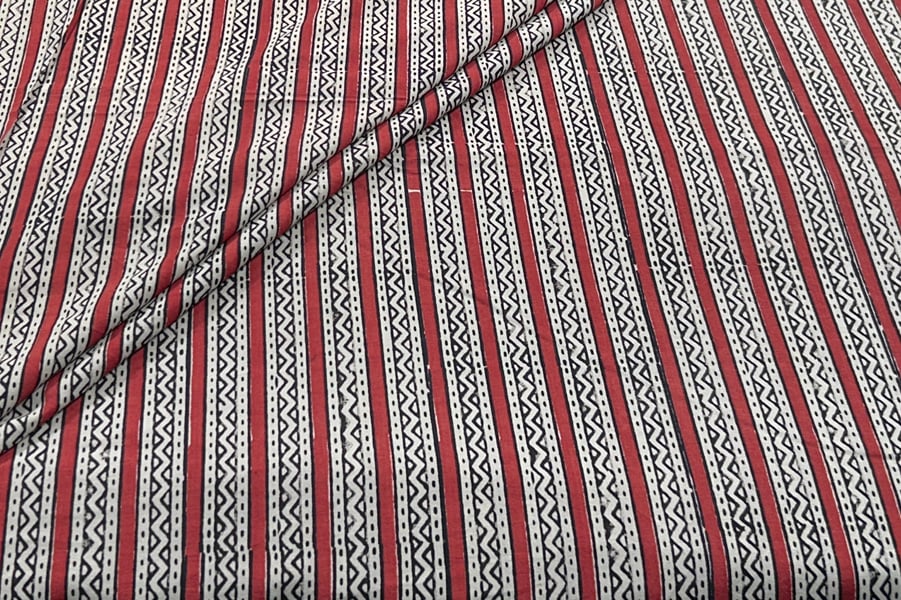 Natural Madder Red Bagru Handblock Printed Cotton Fabric Natural Madder Red Bagru Handblock Printed Cotton Fabric - Image 1