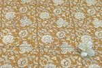 Natural Mustard Yellow Bagru Handblock Printed Cotton Fabric - Image 3