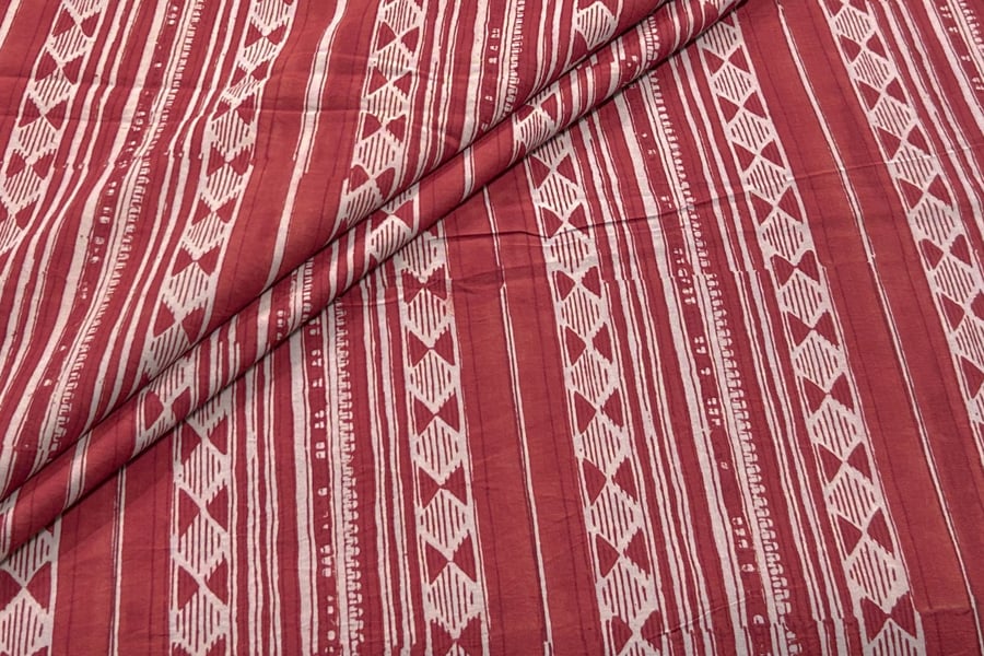 Natural Madder Red Bagru Handblock Printed Cotton Fabric Natural Madder Red Bagru Handblock Printed Cotton Fabric - Image 1