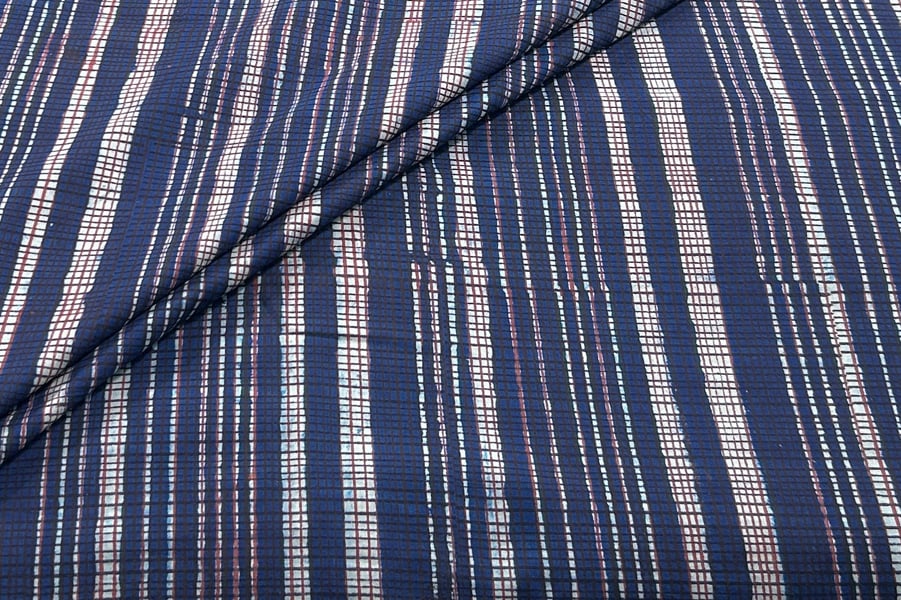 Natural Indigo Blue Bagru Handblock Printed Cotton Fabric Natural Indigo Blue Bagru Handblock Printed Cotton Fabric - Image 1