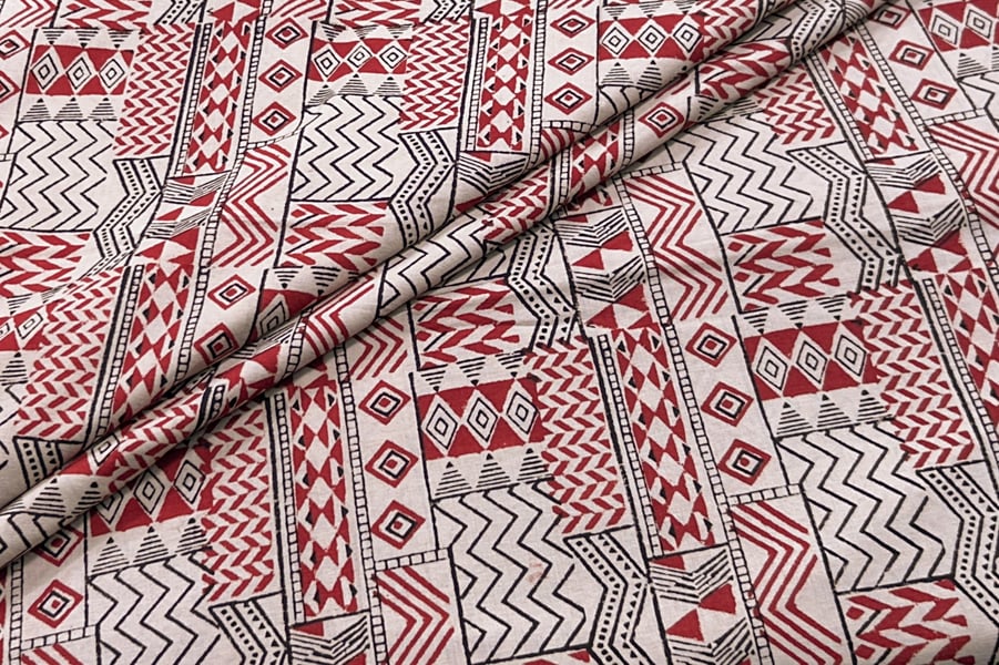 Natural White Bagru Handblock Printed Cotton Fabric Natural White Bagru Handblock Printed Cotton Fabric - Image 1