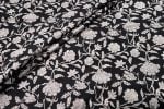 Natural Black Bagru Handblock Printed Cotton Fabric