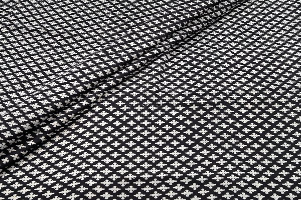 Pre-Cut 0.70m Natural Black Bagru Handblock Printed Cotton Fabric