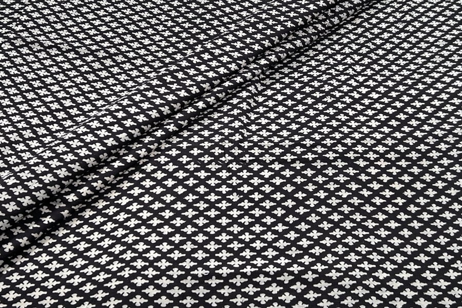 Natural Black Bagru Handblock Printed Cotton Fabric Natural Black Bagru Handblock Printed Cotton Fabric - Image 1