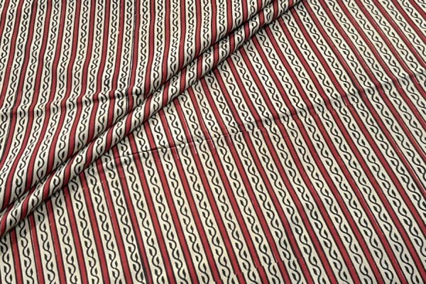 Natural Madder Red Bagru Handblock Printed Cotton Fabric