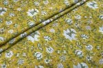Avocado Green Floral Handblock Printed 100% Pure Soft Cotton Fabric