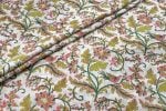 White Floral Handblock Printed 100% Pure Soft Cotton Fabric