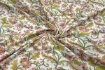 White Floral Handblock Printed 100% Pure Soft Cotton Fabric - Image 3