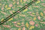 Jade Green Floral Handblock Printed 100% Pure Soft Cotton Fabric