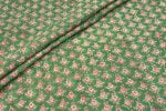 Jade Green Floral Handblock Printed 100% Pure Soft Cotton Fabric