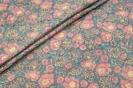 Cadet Gray Floral Handblock Printed 100% Pure Soft Cotton Fabric