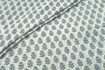 White Floral Handblock Printed 100% Pure Soft Cotton Fabric