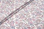 White Floral Handblock Printed 100% Pure Soft Cotton Fabric