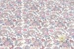 White Floral Handblock Printed 100% Pure Soft Cotton Fabric - Image 2