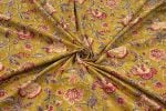 Butterscotch Yellow Floral Handblock Printed 100% Pure Soft Cotton Fabric - Image 3