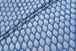 True Blue Floral Handblock Printed 100% Pure Soft Cotton Fabric