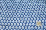 True Blue Floral Handblock Printed 100% Pure Soft Cotton Fabric - Image 2