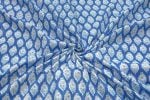 True Blue Floral Handblock Printed 100% Pure Soft Cotton Fabric - Image 3