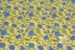 Daffodil Yellow Floral Handblock Printed 100% Pure Soft Cotton Fabric - Image 2