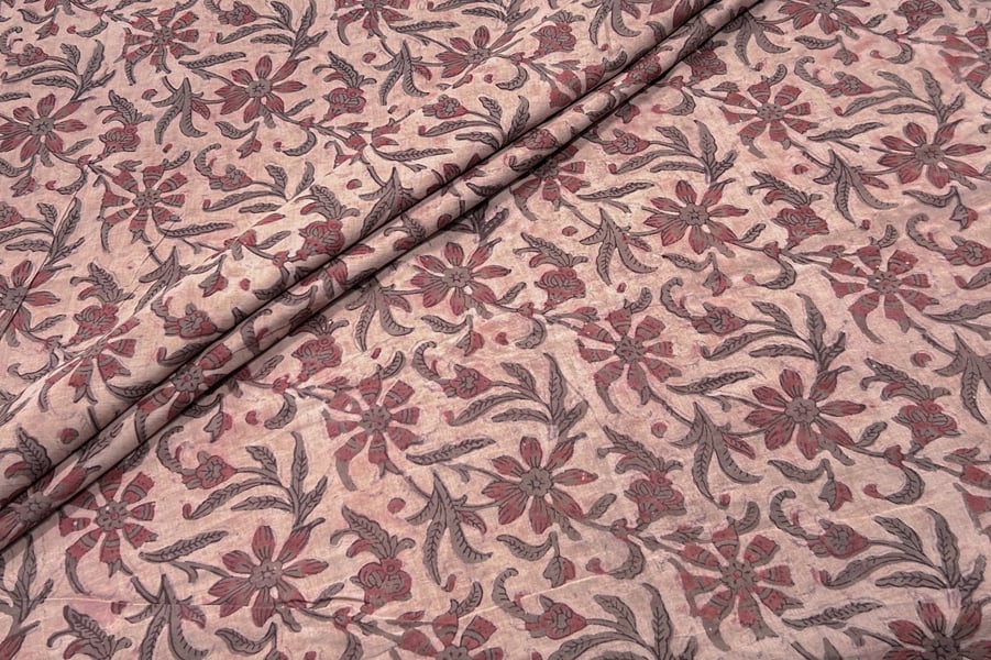 Vintage Beige Bagru Handblock Printed Cotton Fabric Vintage Beige Bagru Handblock Printed Cotton Fabric - Image 1