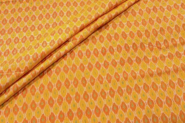 Bright Gold Authentic Handwoven Soft Silk-Cotton Ikkat Fabric