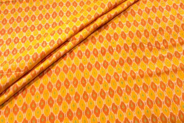 Bright Gold Authentic Handwoven Soft Silk-Cotton Ikkat Fabric