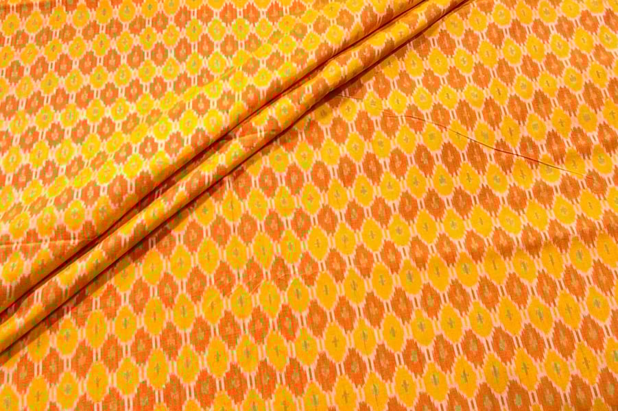 Bright Gold Authentic Handwoven Soft Silk-Cotton Ikkat Fabric Bright Gold Authentic Handwoven Soft Silk-Cotton Ikkat Fabric - Image 1