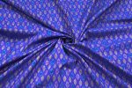 Ultrasonic Blue Authentic Handwoven Soft Silk-Cotton Ikkat Fabric - Image 3