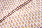 White Floral Handblock Printed 100% Pure Soft Cotton Fabric