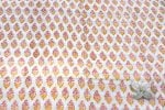 White Floral Handblock Printed 100% Pure Soft Cotton Fabric - Image 2
