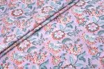 Petal Frost Pink Floral Handblock Printed 100% Pure Soft Cotton Fabric