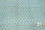 Light Blue Floral Handblock Printed 100% Pure Soft Cotton Fabric - Image 2