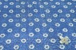 Marine Blue Floral Handblock Printed 100% Pure Soft Cotton Fabric - Image 2
