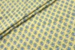Canary Yellow Floral Handblock Printed 100% Pure Soft Cotton Fabric