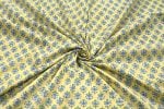 Canary Yellow Floral Handblock Printed 100% Pure Soft Cotton Fabric - Image 3