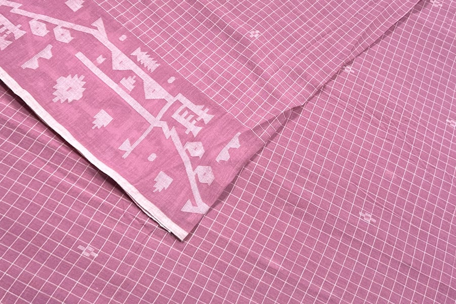 Blush Pink Handloom Intricate Border Flowy HandLoom Pure Soft Cotton Fabric Blush Pink Handloom Intricate Border Flowy HandLoom Pure Soft Cotton Fabric - Image 1