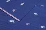 Midnight Blue Soft CottonSilk Woven Design Flowy HandLoom Pure Soft Cotton Fabric