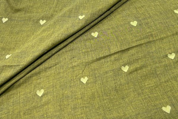 Dusty Olive Green Woven Design Flowy HandLoom Pure Soft Cotton Fabric