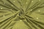 Dusty Olive Green Woven Design Flowy HandLoom Pure Soft Cotton Fabric - Image 3